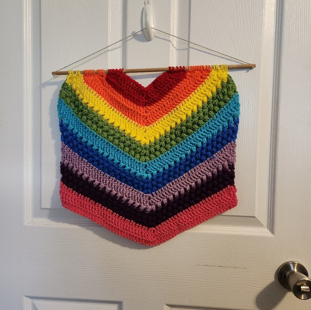 Handmade Crochet Rainbow Wall Tapestry